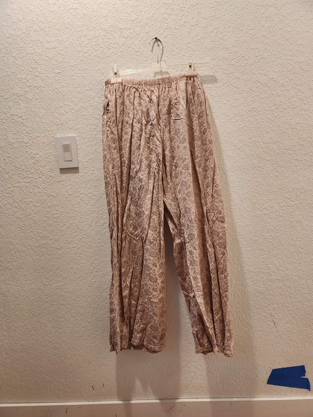 Light Beige Printed Elastic Waist Lounge Pants